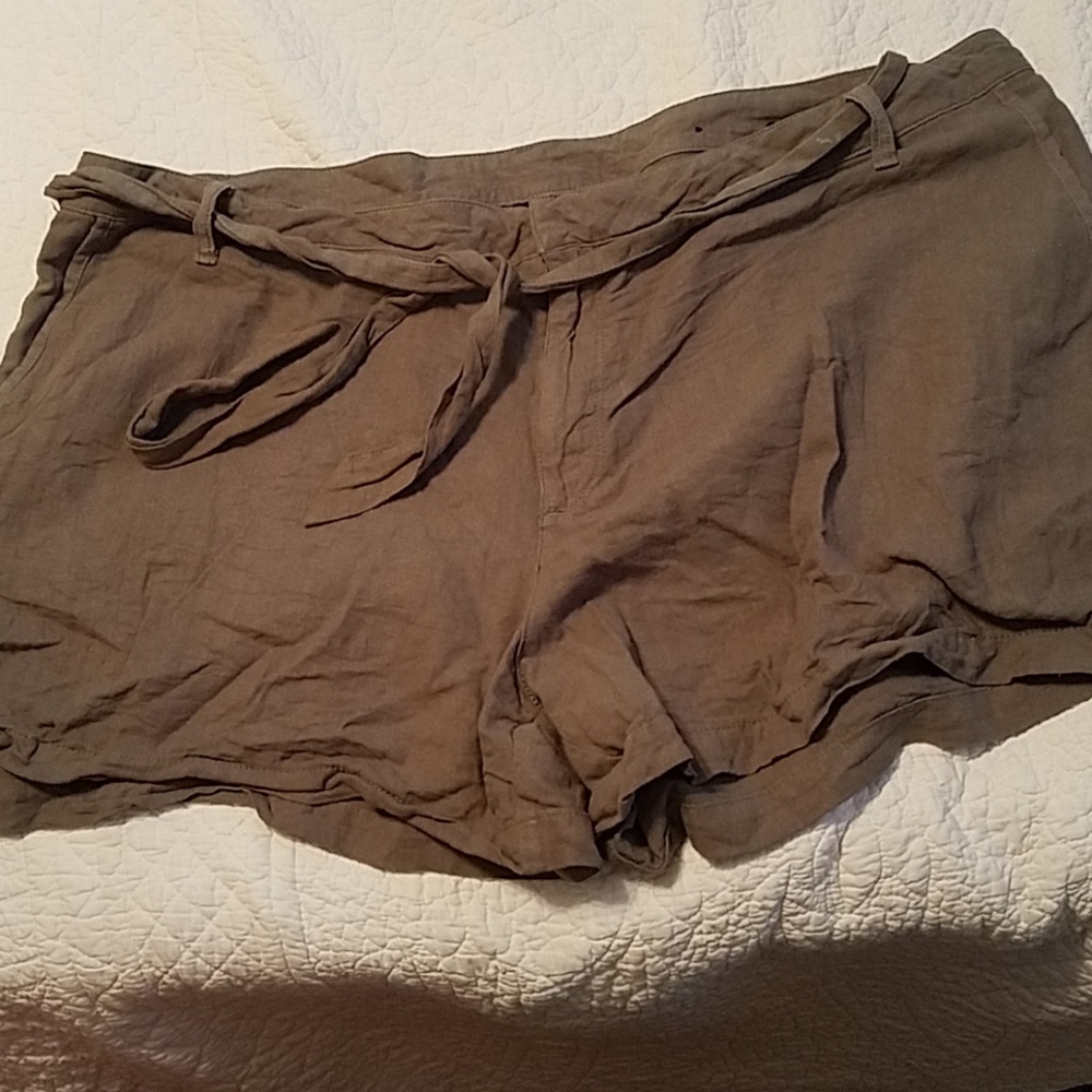 Olive linen shorts
